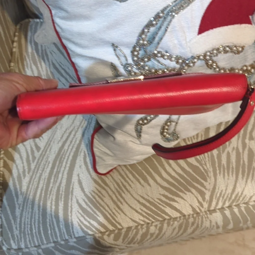 Kate Spade Red leather long wristlet wallet
